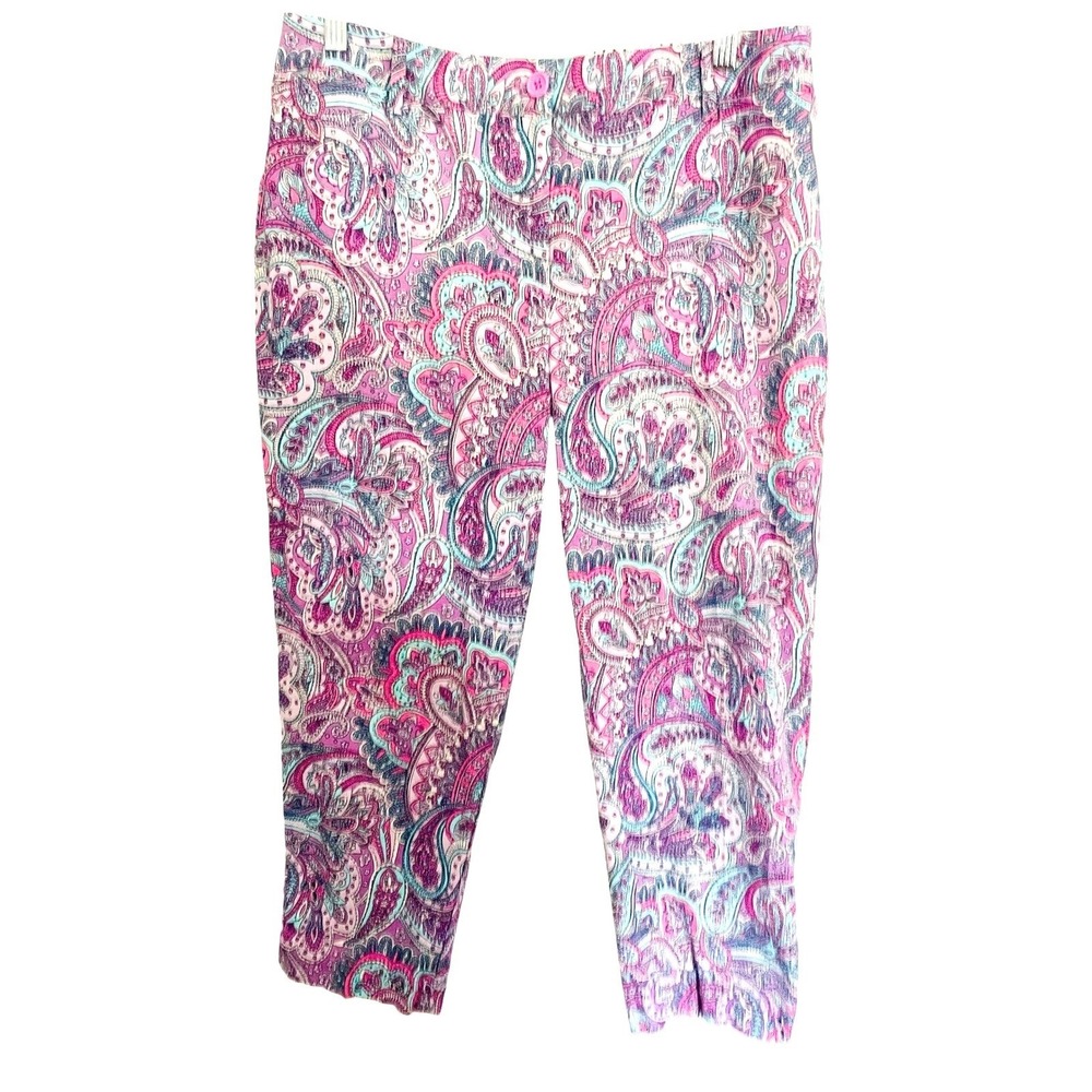 Talbots Petite Perfect Crop‎ Pants Colorful Paisley Print Casual Grandmacore 10P
